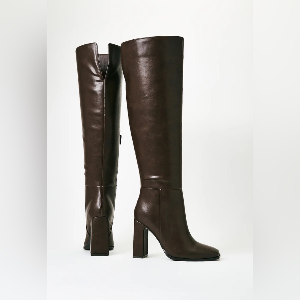 Brand New Tall Brown Boots - Faux Leather Heeled Boot FAST Shipping